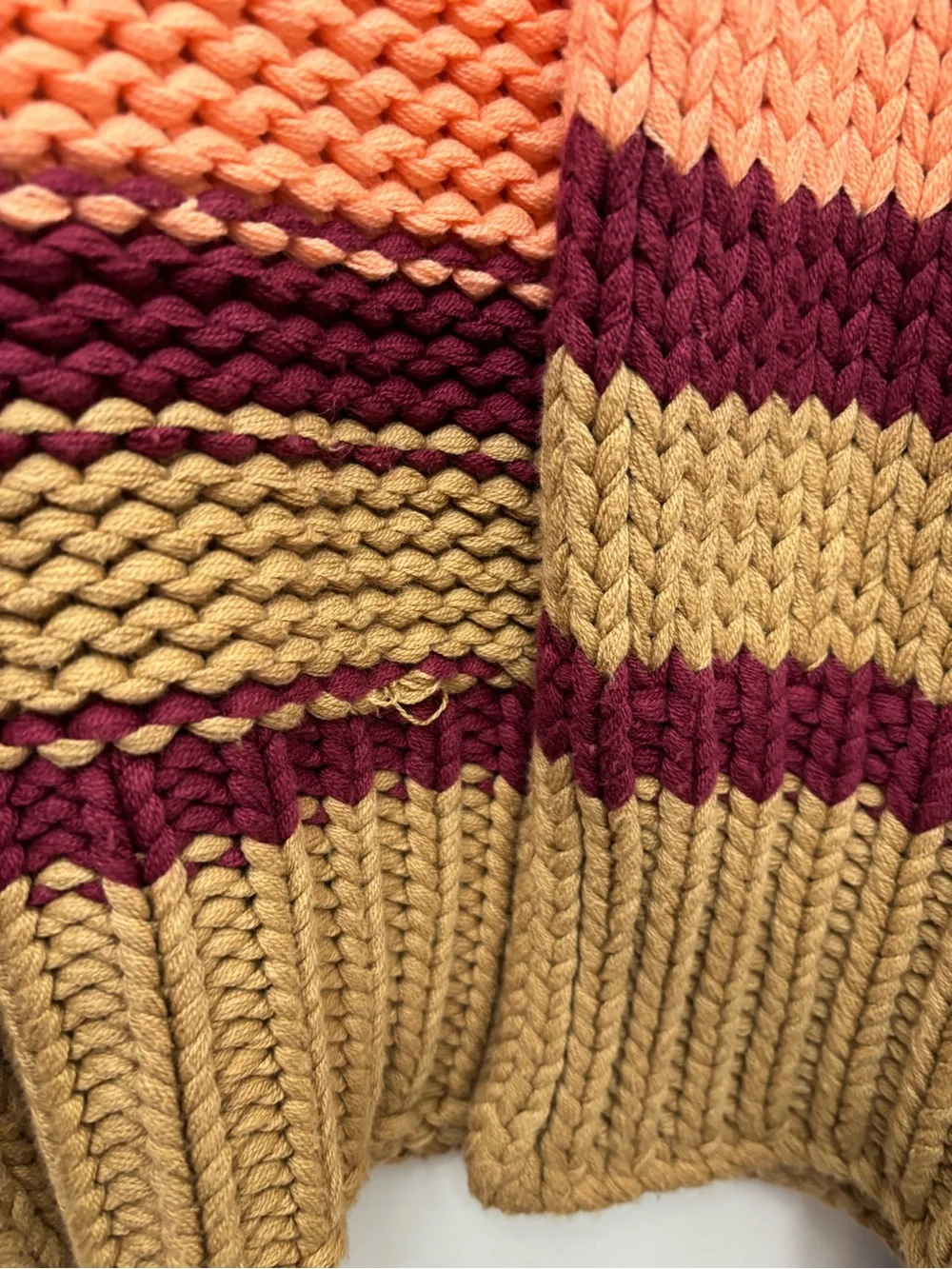 Free People Glow For It Peach Stripe Chunky Open-Front Cardigan
